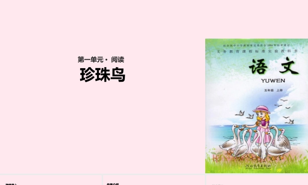 五年级语文上册 第一单元 2《珍珠鸟》教学课件 冀教版-冀教版小学五年级上册语文课件
