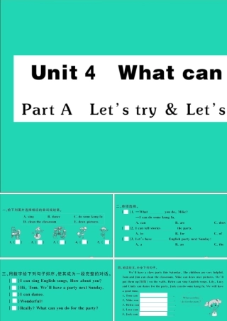 五年级英语上册 Unit 4 What can you do Part A Let's try Let's talk作业课件 人教PEP-人教PEP小学五年级上册英语课件