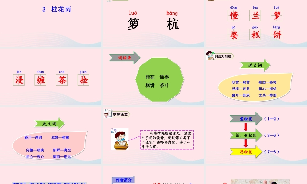 五年级语文上册 第一单元 3 桂花雨教学课件 新人教版-新人教版小学五年级上册语文课件