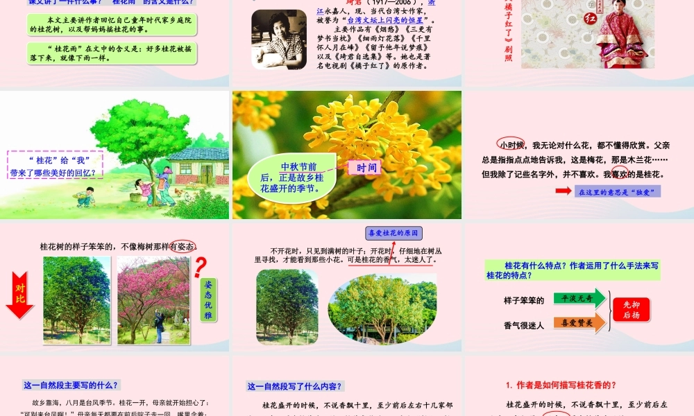 五年级语文上册 第一单元 3 桂花雨教学课件 新人教版-新人教版小学五年级上册语文课件