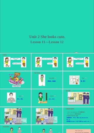 五年级英语上册 Unit 2 She looks cute Lesson 11-Lesson 12课件+素材 人教精通版（三起）