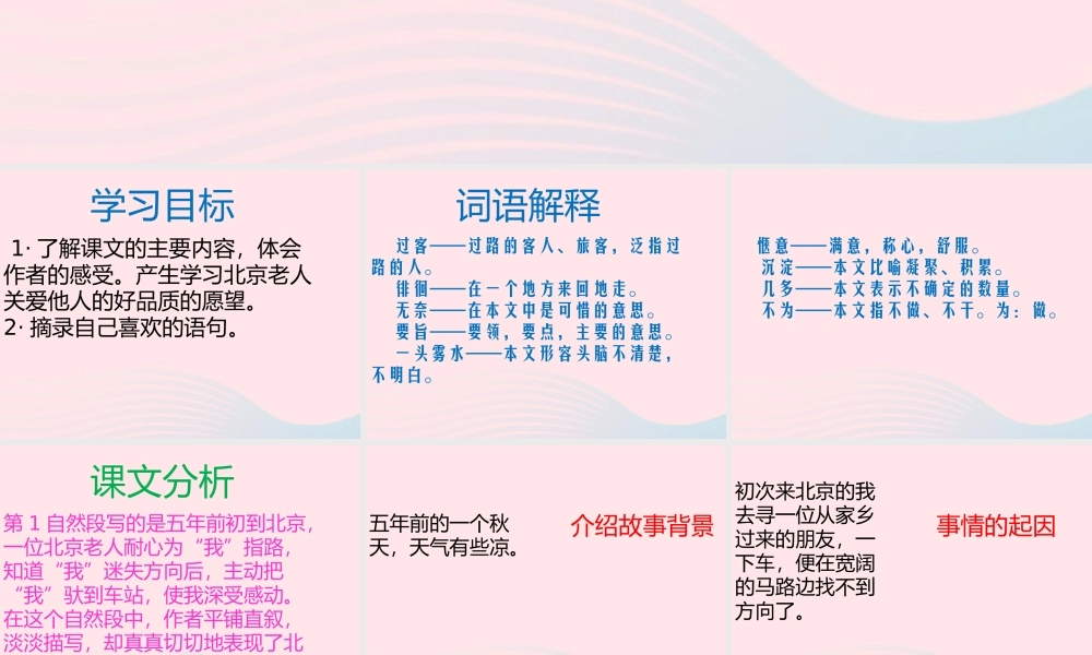 五年级语文上册 第一单元 3《北京老人》课件 北京版-北京级上册语文课件