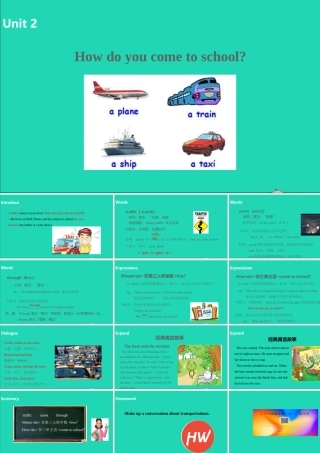 五年级英语下册 Unit 2 How do you come to school（第1课时）课件 （新版）牛津版-（新版）牛津版小学五年级下册英语课件