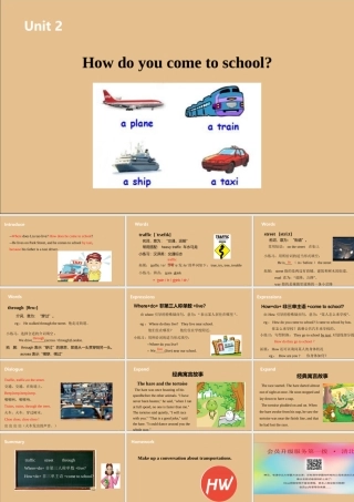 五年级英语下册 Unit 2 How do you come to school（第1课时）课件 牛津版-牛津版小学五年级下册英语课件