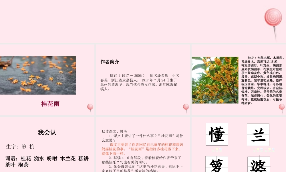 五年级语文上册 第一单元 3桂花雨课件 新人教版-新人教版小学五年级上册语文课件