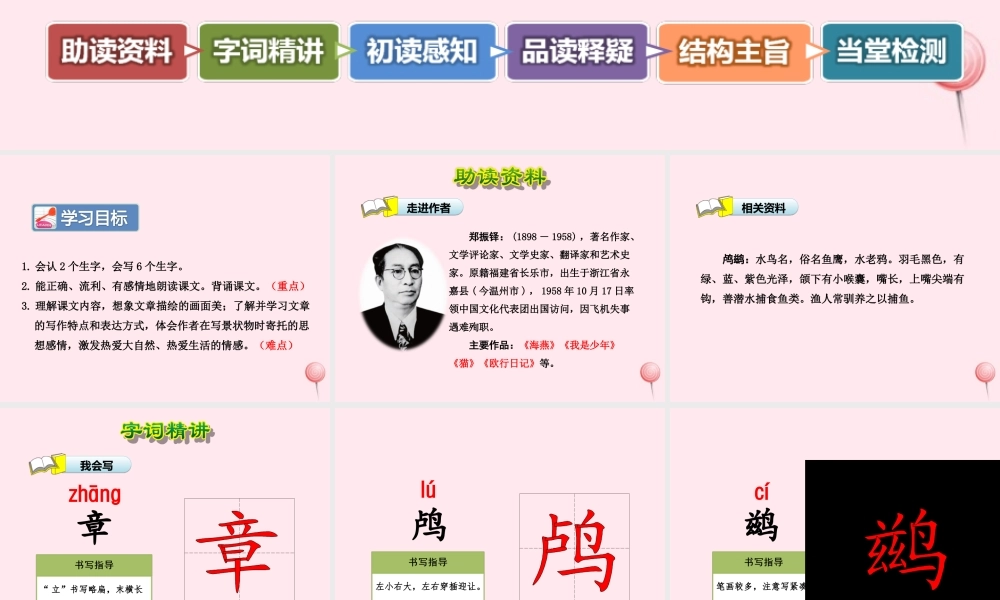 五年级语文上册 第一单元 5《动物二章》第1课时鸬鹚课件 冀教版-冀教版小学五年级上册语文课件