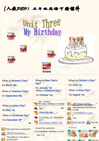 五年级英语下册 Unit Three( 4至6课时）课件 人教PEP