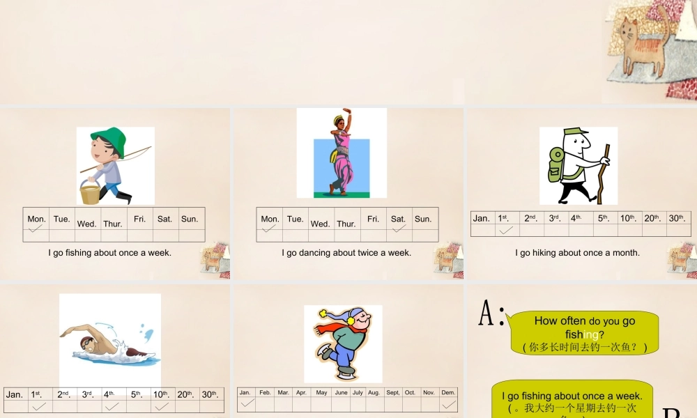 五年级英语下册 Lesson 13 How often do you go hiking课件2 陕旅版-陕旅版小学五年级下册英语课件