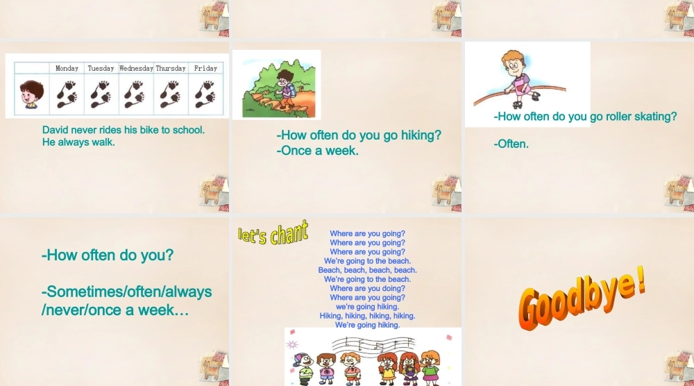 五年级英语下册 Lesson 13 How often do you go hiking课件3 陕旅版-陕旅版小学五年级下册英语课件