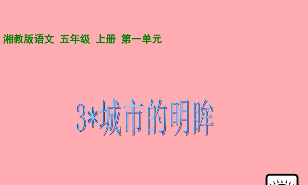 五年级语文上册 第一单元 城市的明眸课件1 湘教版-湘教版小学五年级上册语文课件