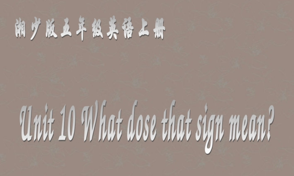 五年级英语上册 Unit 10(4)课件 湘少版