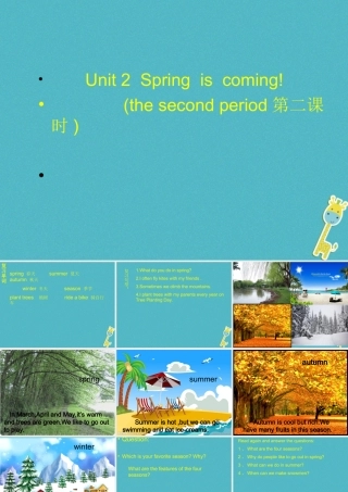 五年级英语下册 unit2 spring is coming part b课件 陕旅版-陕旅版小学五年级下册英语课件