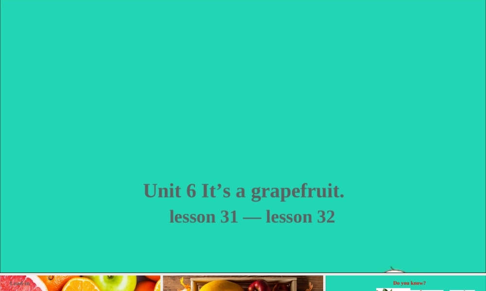 五年级英语上册 Unit 6 It's a grapefruit Lesson 31-lesson 32课件+素材 人教精通版（三起）