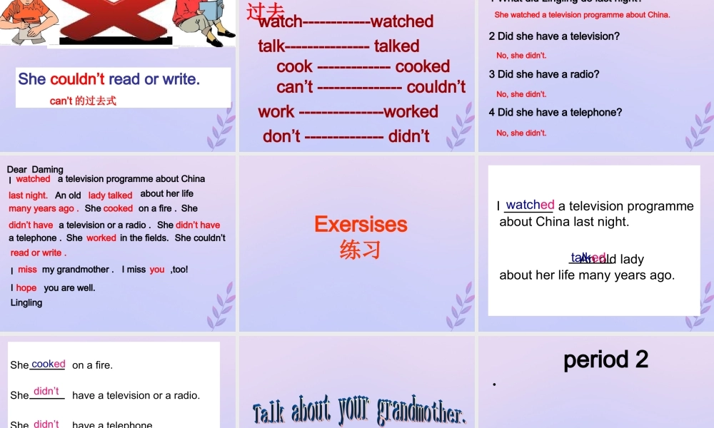 五年级英语下册 Module 1 Unit 2 She didn’t have a television（2）教学课件 外研版（三起）-外研版小学五年级下册英语课件