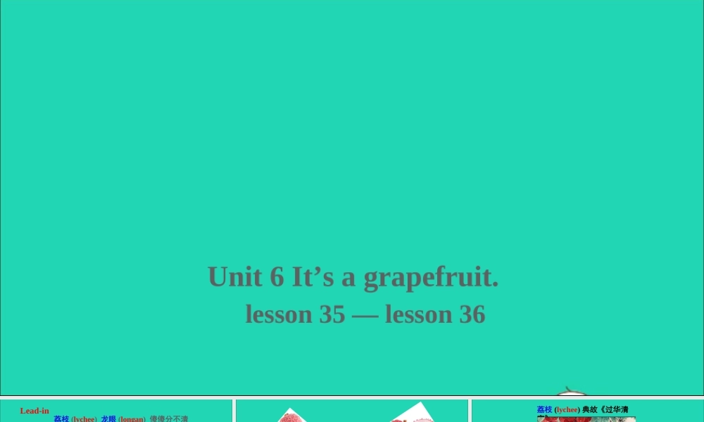 五年级英语上册 Unit 6 It's a grapefruit Lesson 35-lesson 36课件+素材 人教精通版（三起）