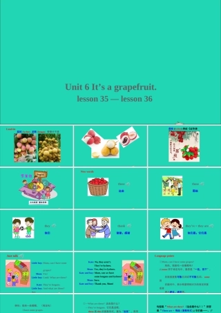 五年级英语上册 Unit 6 It's a grapefruit Lesson 35-lesson 36课件+素材 人教精通版（三起）