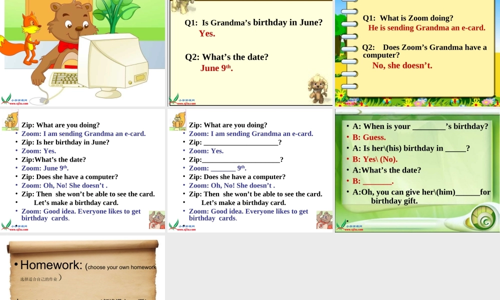 五年级英语下册 Unit3（21） PartB Read and write课件 人教PEP