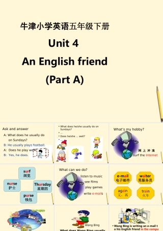 五年级英语下册 unit4 (PART A)课件 苏教牛津版