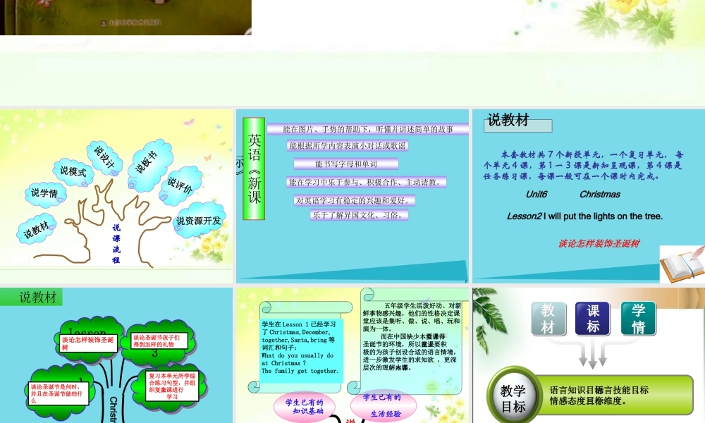 五年级英语上册 Unit 6 Lesson 2 I will put the lights on the tree说课课件 鲁科版-鲁科版小学五年级上册英语课件