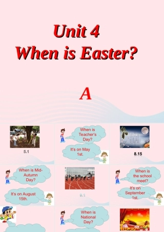 五年级英语下册 Unit4 When is Easter（Part A When is Teachers day）课件 人教PEP版-人教PEP小学五年级下册英语课件