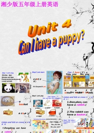 五年级英语上册 Unit 4(3)课件 湘少版