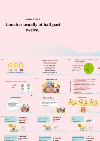 五年级英语下册 Module 2 unit 2 lunch is usually at half past twelve课件2 外研版（一起）-外研版小学五年级下册英语课件