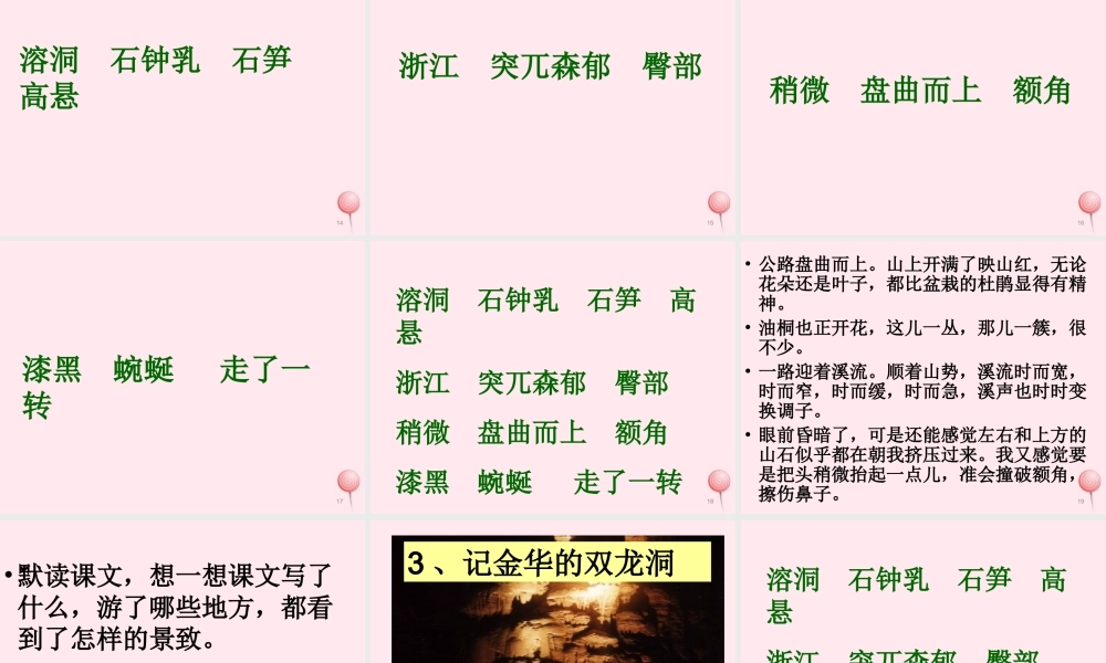 五年级语文上册 第二单元 5《记金华的双龙洞》课件3 北京版-北京版小学五年级上册语文课件