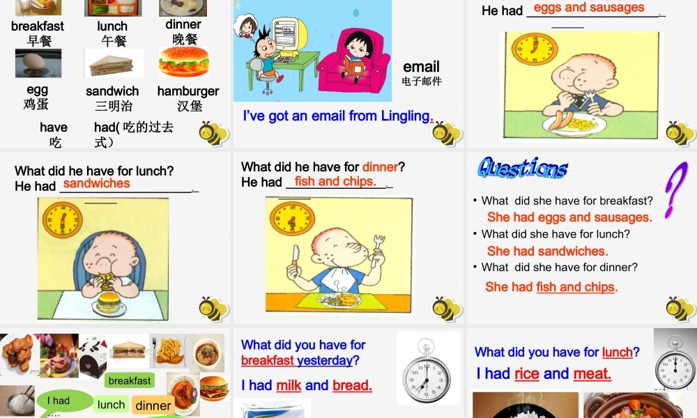 五年级英语下册 Module 3 Unit 1 She had eggs and sausages（1）教学课件 外研版（三起）-外研版小学五年级下册英语课件
