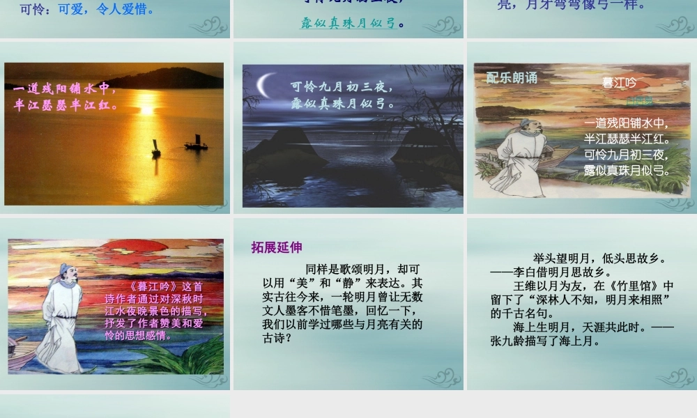 五年级语文上册 第二单元 6 古诗三首 暮江吟教学课件 语文S版-语文S版小学五年级上册语文课件