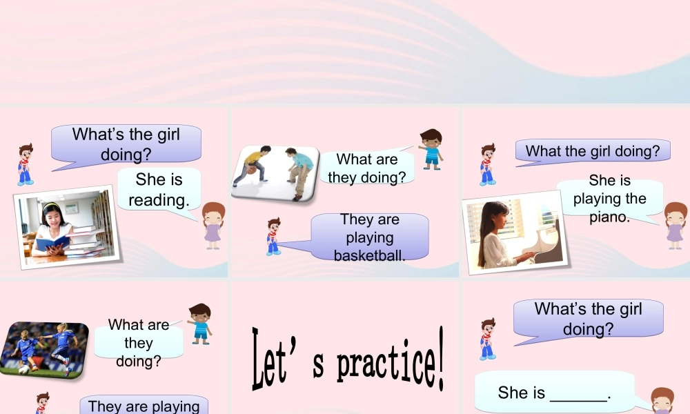 五年级英语下册 Unit6 Work quietly（Part A Whats the girl doing）课件 人教PEP版-人教PEP小学五年级下册英语课件