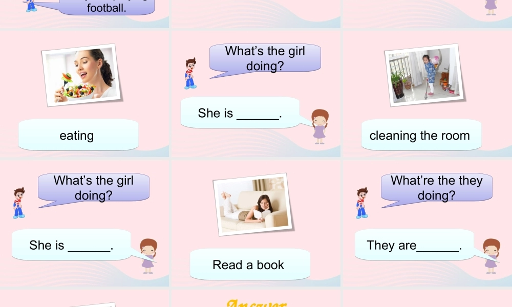 五年级英语下册 Unit6 Work quietly（Part A Whats the girl doing）课件 人教PEP版-人教PEP小学五年级下册英语课件