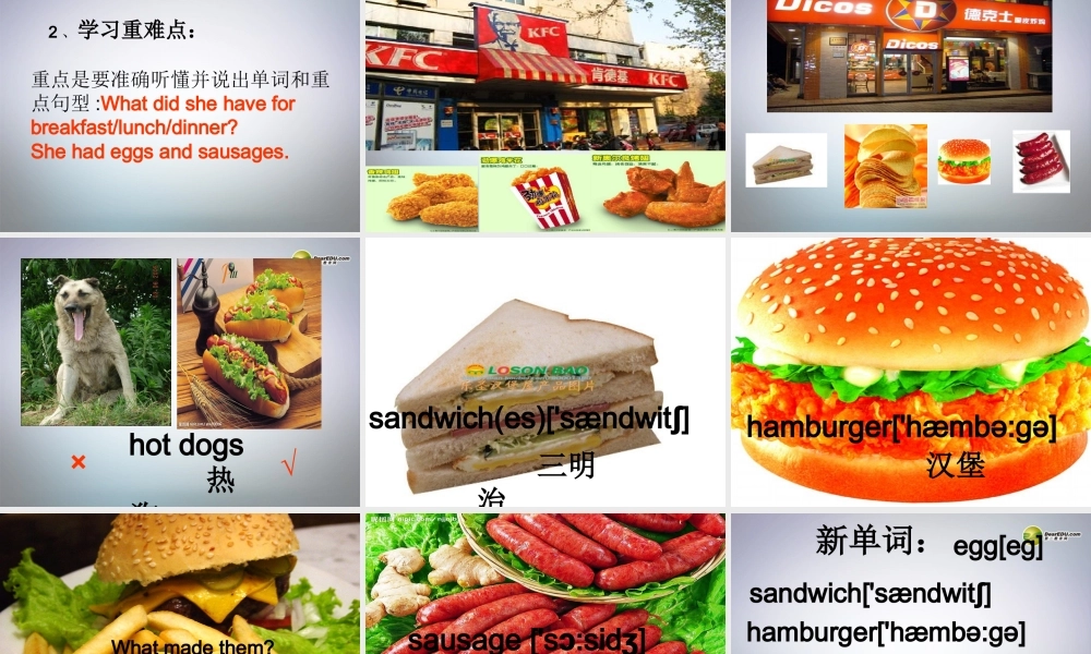 五年级英语下册 Module 3 Unit 1 she had eggs and sausages课件（1） 外研版（三起）