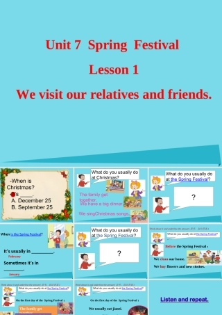 五年级英语上册 Unit 7 Lesson 1 We visit relatives and friends课件1 鲁科版-鲁科版小学五年级上册英语课件