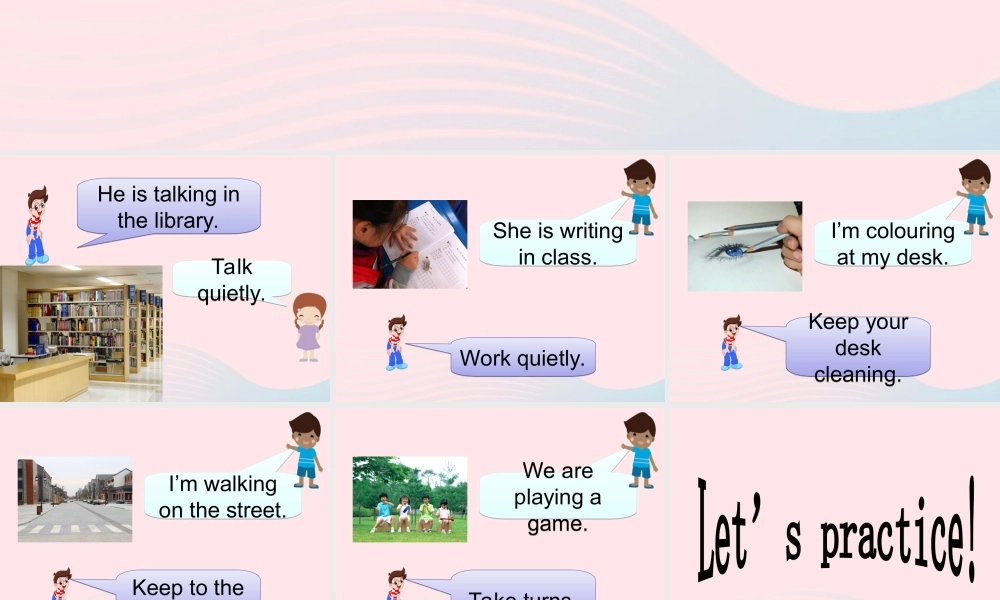 五年级英语下册 Unit6 Work quietly（Part B He is talking in the library）课件 人教PEP版-人教PEP小学五年级下册英语课件