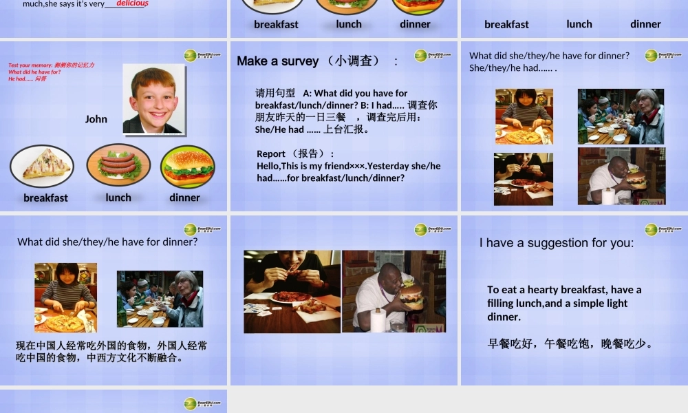 五年级英语下册 Module 3 Unit 1 she had eggs and sausages课件（2） 外研版（三起）