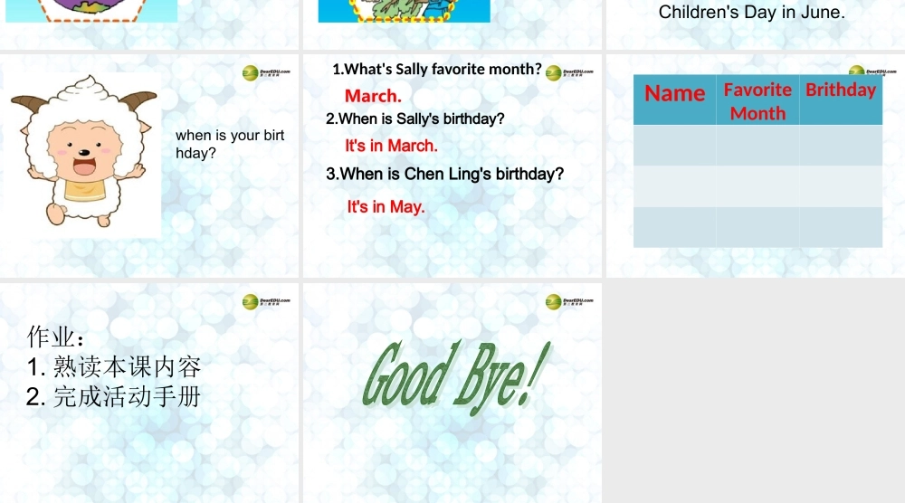 五年级英语上册 Unit 7 Months of the Year(1)lesson 13课件 闽教版
