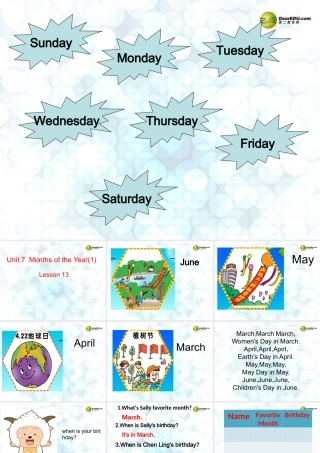 五年级英语上册 Unit 7 Months of the Year(1)lesson 13课件 闽教版