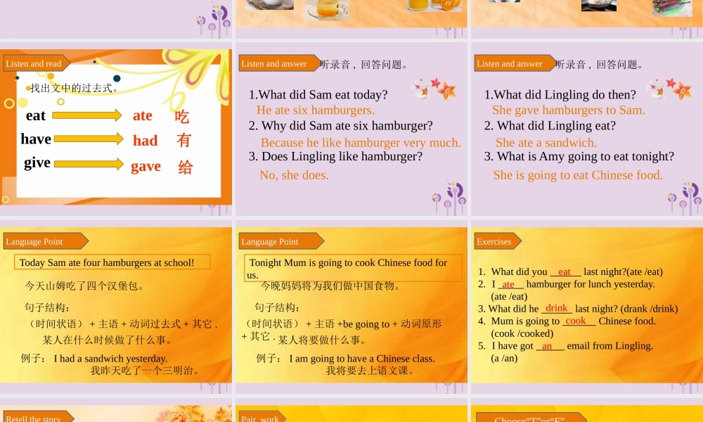 五年级英语下册 Module 3 Unit 2 Sam ate six hamburgers课件 外研版（三起）-外研版小学五年级下册英语课件