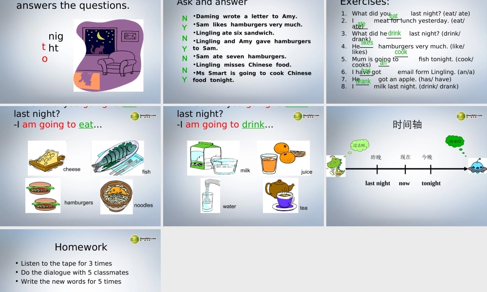 五年级英语下册 Module 3 Unit 2 Sam ate six hamburgers课件（2） 外研版（三起）