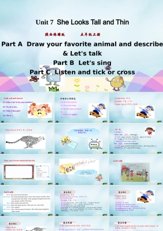 五年级英语上册 Unit 7 She looks tall and thin（第2课时）课件 陕旅版（三起）-陕旅版小学五年级上册英语课件