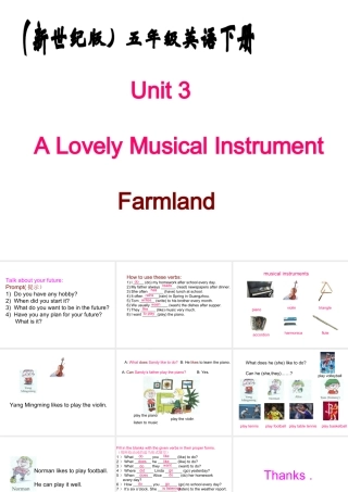 五年级英语下册 Unit 3 A Lovely Musical Instrument (3)课件 新世纪版