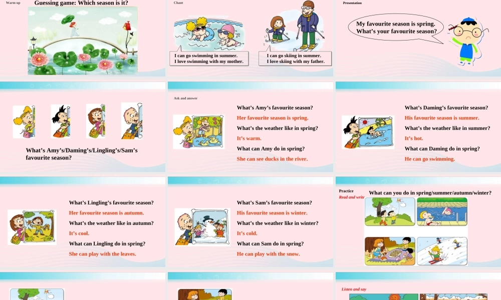 五年级英语下册 Module 4 unit 2 my favorite season is spring课件1 外研版（一起）-外研版小学五年级下册英语课件