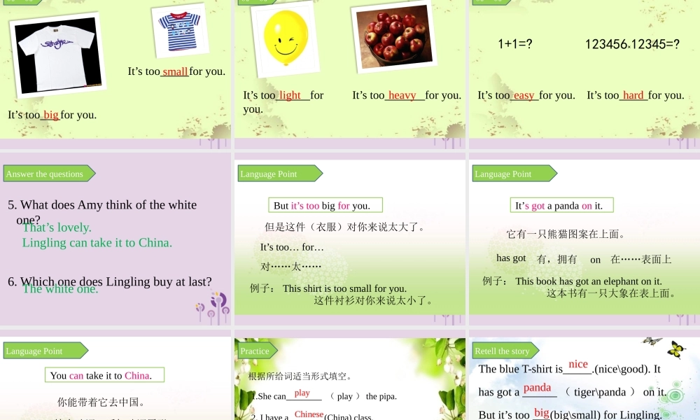 五年级英语下册 Module 5 Unit 2 It’s too big for you课件 外研版（三起）-外研版小学五年级下册英语课件