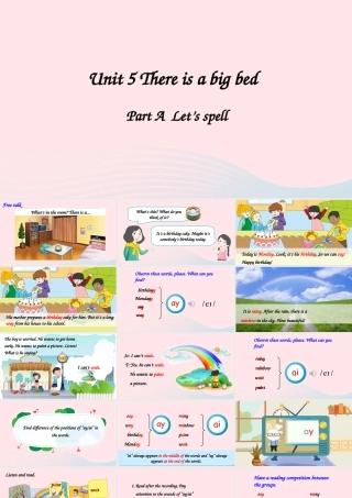 五年级英语上册 Unit 5 There is a big bed Part A 第3课时上课课件+素材