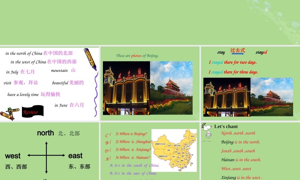 五年级英语下册 Module 6 Unit 2 She visited the Tianchi Lake（1）教学课件 外研版（三起）-外研版小学五年级下册英语课件