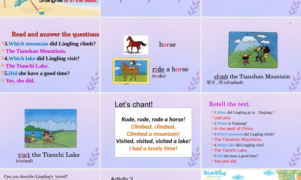 五年级英语下册 Module 6 Unit 2 She visited the Tianchi Lake（2）教学课件 外研版（三起）-外研版小学五年级下册英语课件
