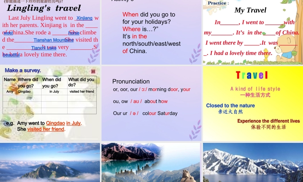 五年级英语下册 Module 6 Unit 2 She visited the Tianchi Lake（2）教学课件 外研版（三起）-外研版小学五年级下册英语课件