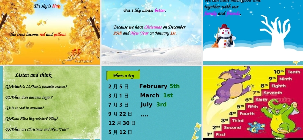 五年级英语下册 Unit 3 Spring begins from March 第二课时课件 陕旅版-陕旅版小学五年级下册英语课件