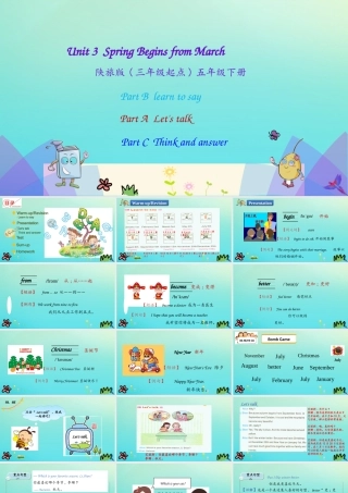 五年级英语下册 Unit 3 Spring Begins from March（第2课时）课件 陕旅版（三起）-陕旅版小学五年级下册英语课件