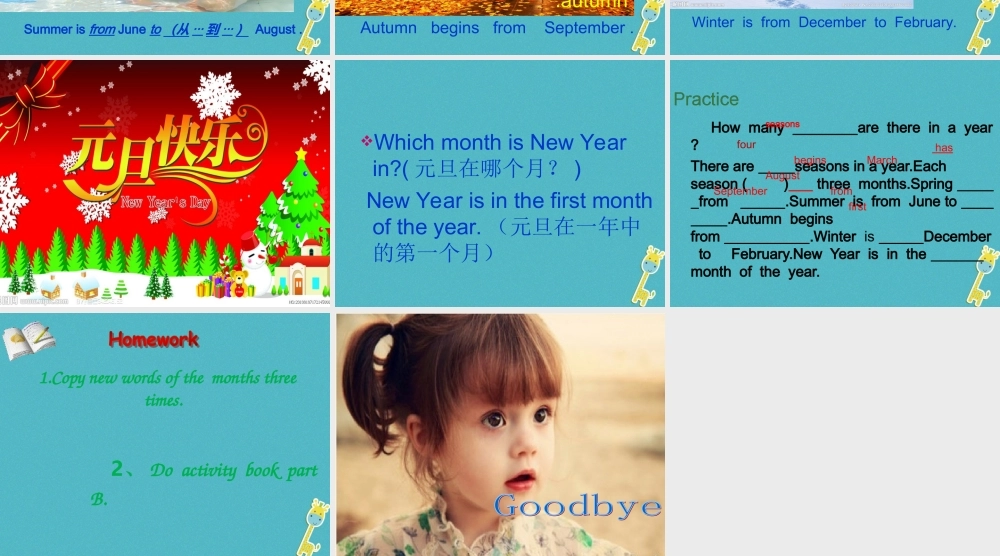 五年级英语下册 unit 3 spring begins from march第三课时课件 陕旅版-陕旅版小学五年级下册英语课件